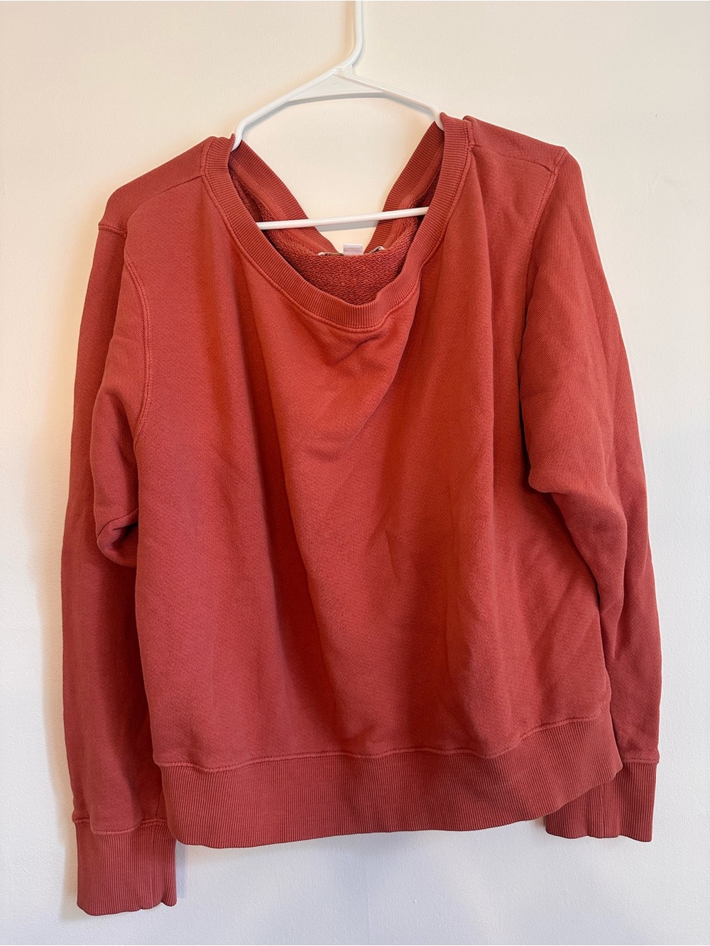 Spiritual Gangster Rust Terracotta Draped Neck Sweatshirt Size Large
